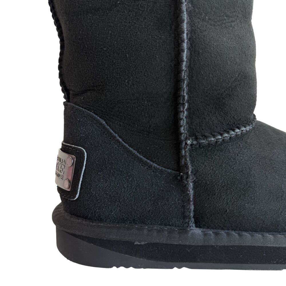 AUSTRALIA LUXE COLLECTIVE Black Cosy Tall Boots Sheepskin Fur Women's Size 7 - Picture 9 of 16